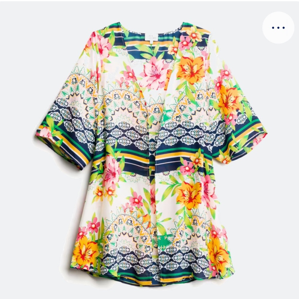Plus size floral kimono